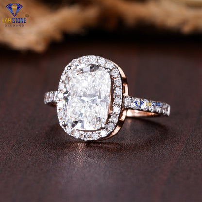 3.93 TDW Cushion & Round Cut Diamond Women’s Halo Ring