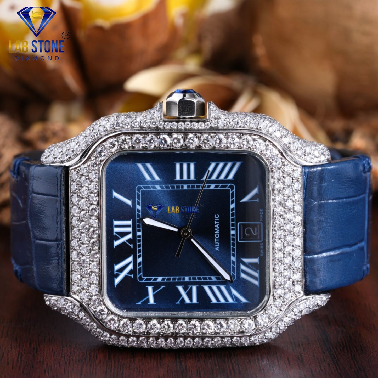 6.05 CT TDW Round Cut Diamond men's Watch