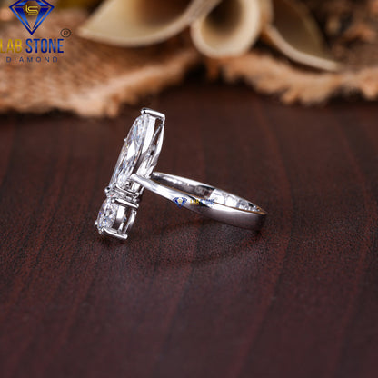 2.19 TDW Round, Marquise & Baguette Cut Diamond Women's Three Stone Ring