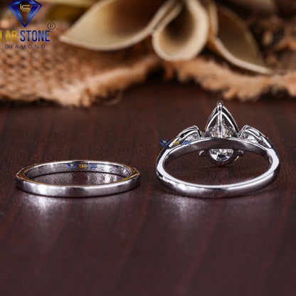 2.49 TDW Pear & Round Cut Diamond Women's Ring with Band