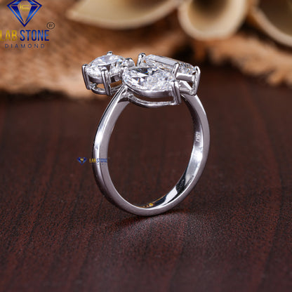 2.19 TDW Round, Marquise & Baguette Cut Diamond Women's Three Stone Ring