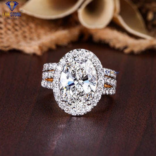 7.57 TDW Oval & Round Cut Diamond Women's Ring with Band