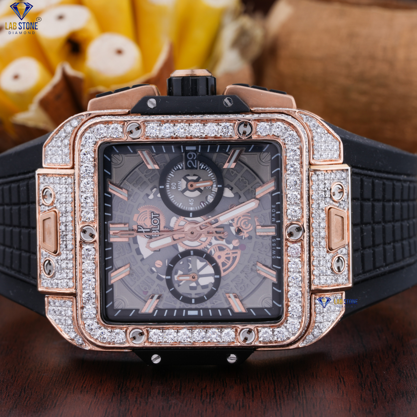 7.20 CT  TDW Round Cut Diamond men's Watch