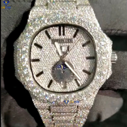 22.00 CT TDW Round Cut Diamond men's Watch