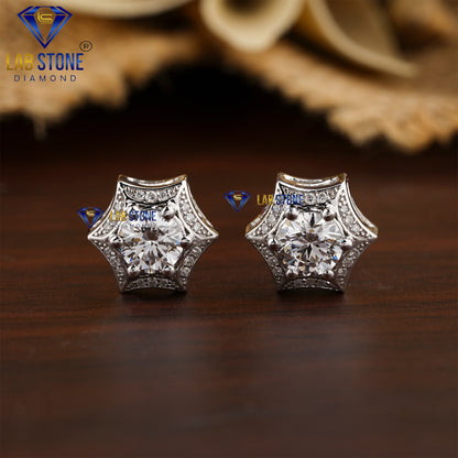 1.57 TDW Round Cut Diamond Stud Earrings
