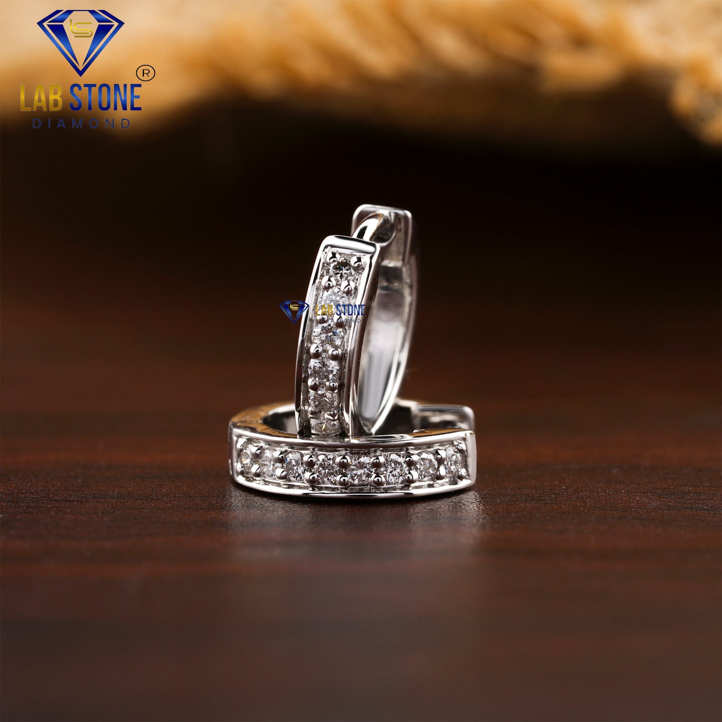 0.16 TDW Round Cut Diamond Hoop Earrings