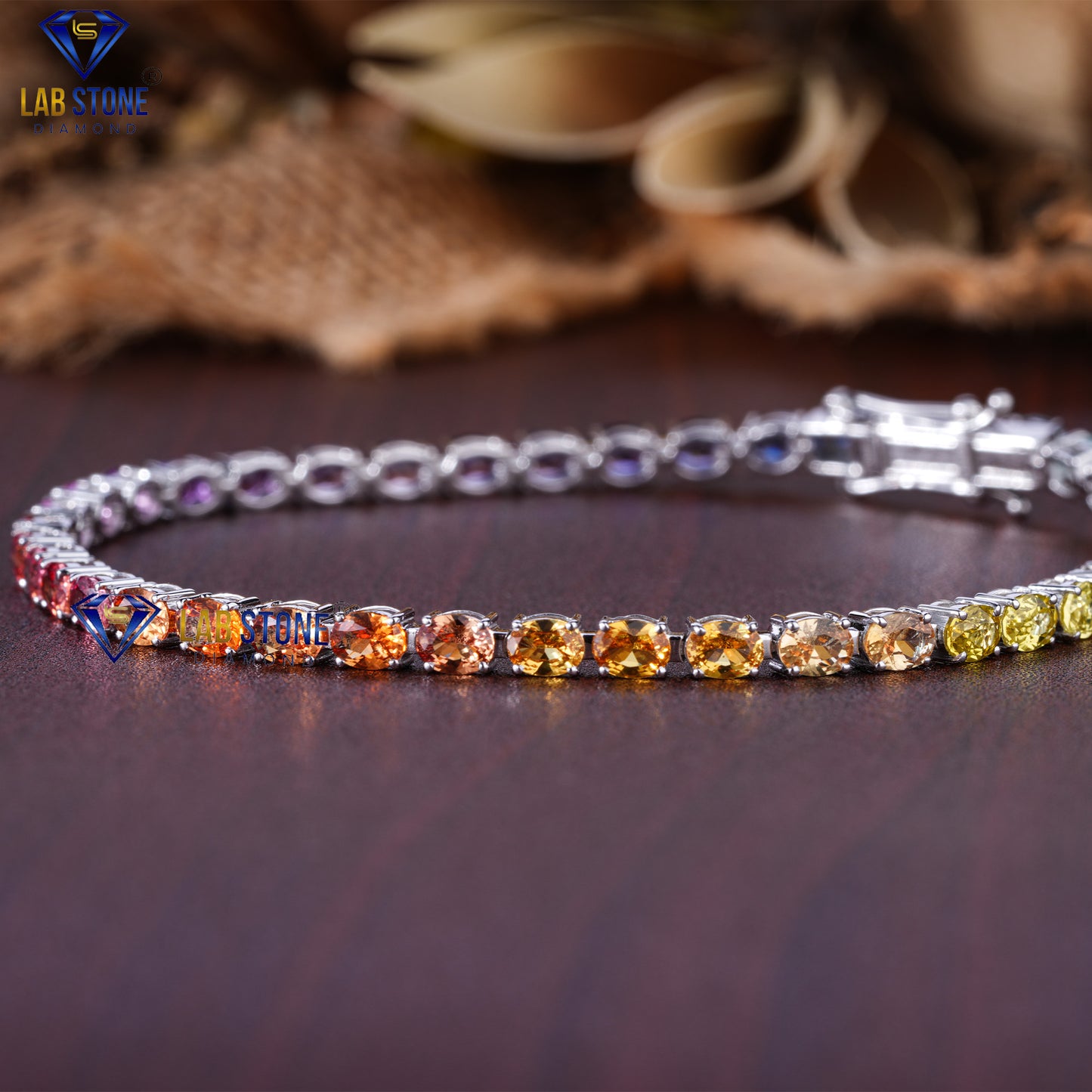 3.33 TDW Sapphire Oval Cut Diamond Women’s Tennis Bracelet