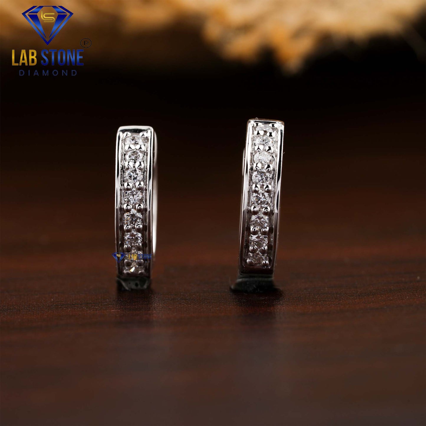 0.16 TDW Round Cut Diamond Hoop Earrings