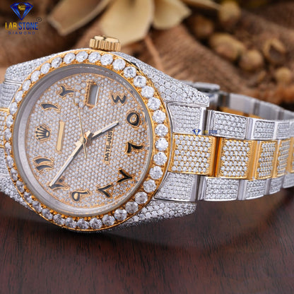 21.51 CT  TDW Round Cut Moissanite Diamond men Watch