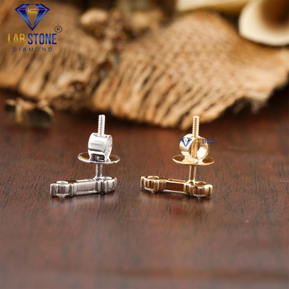 0.68 TDW Round & Baguette Cut Diamond Stud Earring