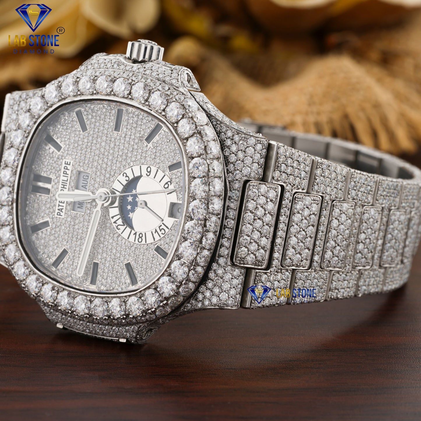 22.25 CT TDW Round Cut Men's Diamond men's Watch