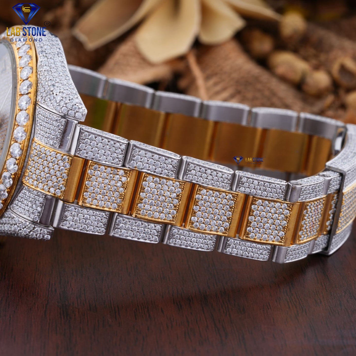 21.51 CT  TDW Round Cut Moissanite Diamond men Watch