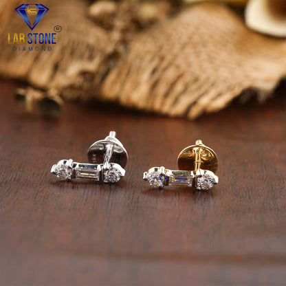 0.68 TDW Round & Baguette Cut Diamond Stud Earring