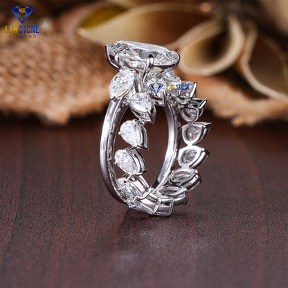 1.88 TDW Emerald & Round Cut Diamond Women's Ring with Band