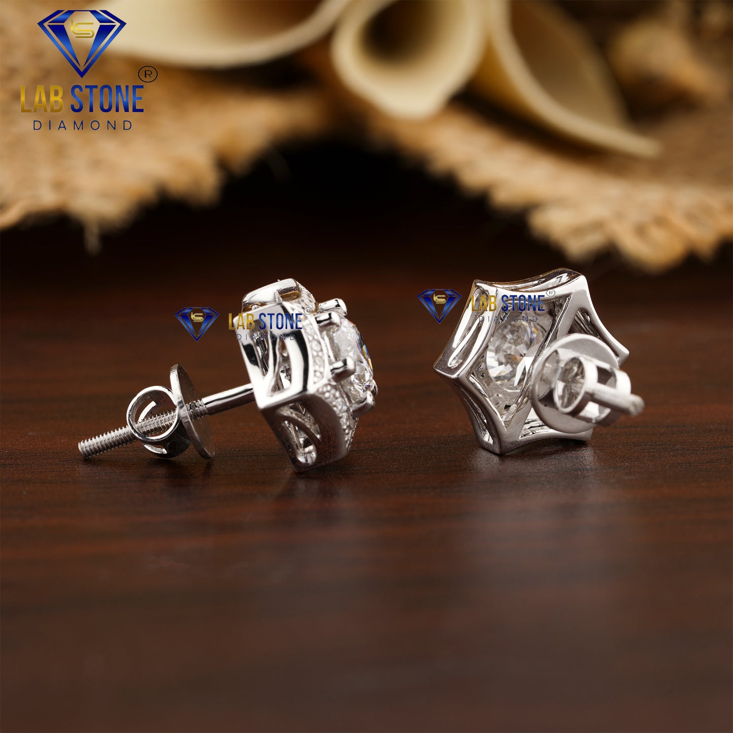 1.57 TDW Round Cut Diamond Stud Earrings