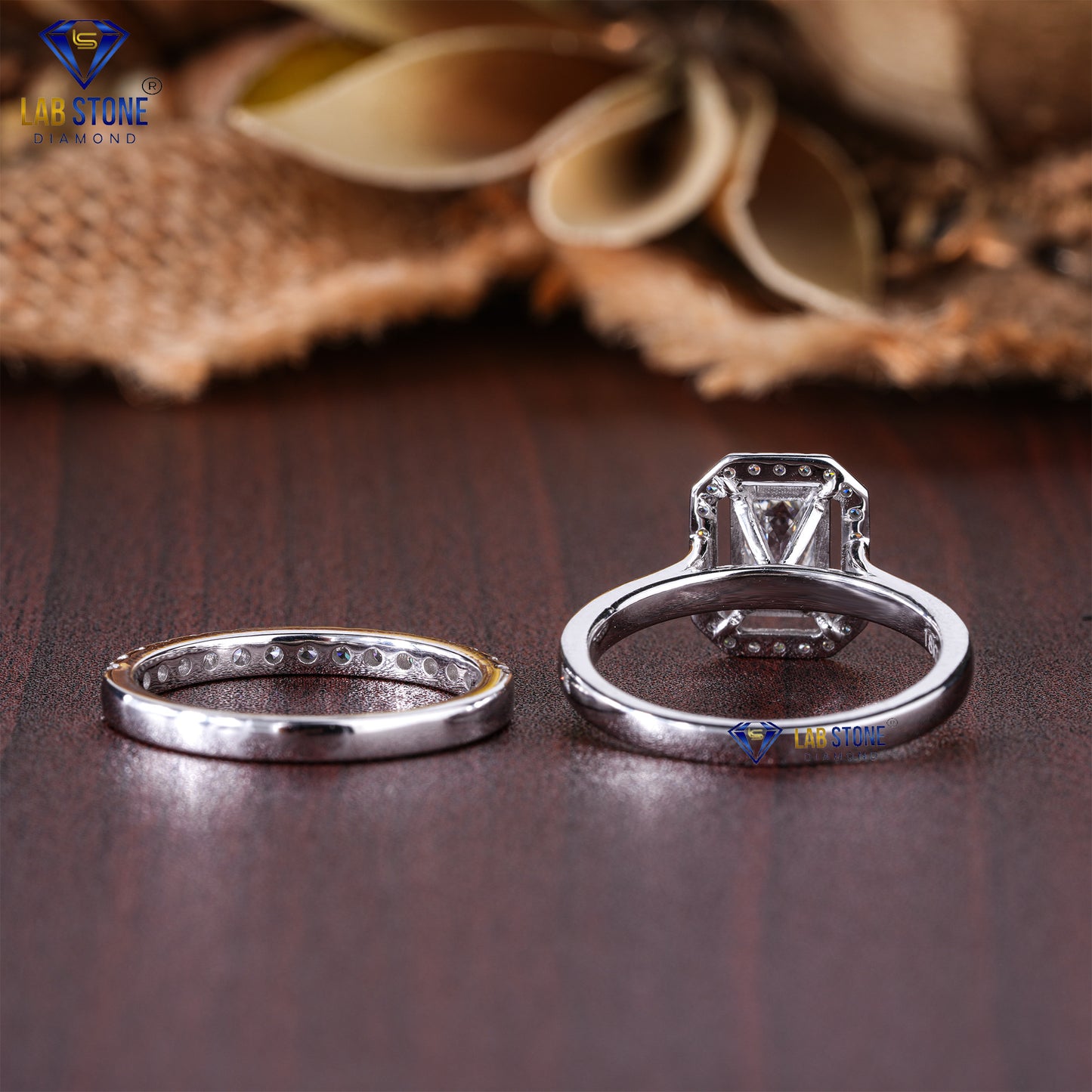 1.88 TDW Emerald & Round Cut Diamond Women's Ring with Band