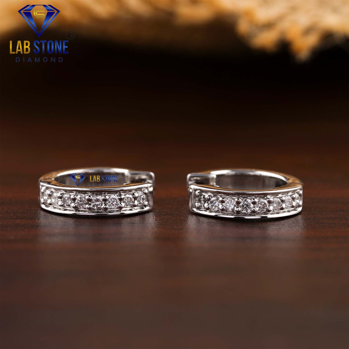 0.16 TDW Round Cut Diamond Hoop Earrings