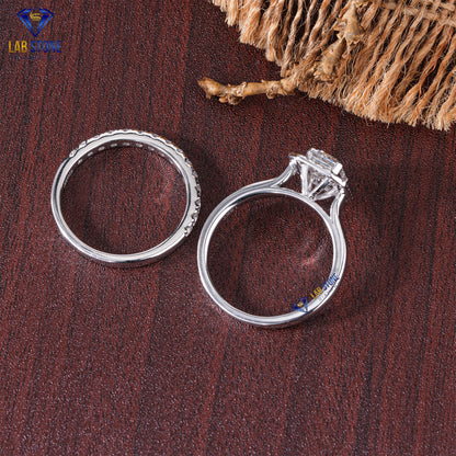 1.88 TDW Emerald & Round Cut Diamond Women's Ring with Band