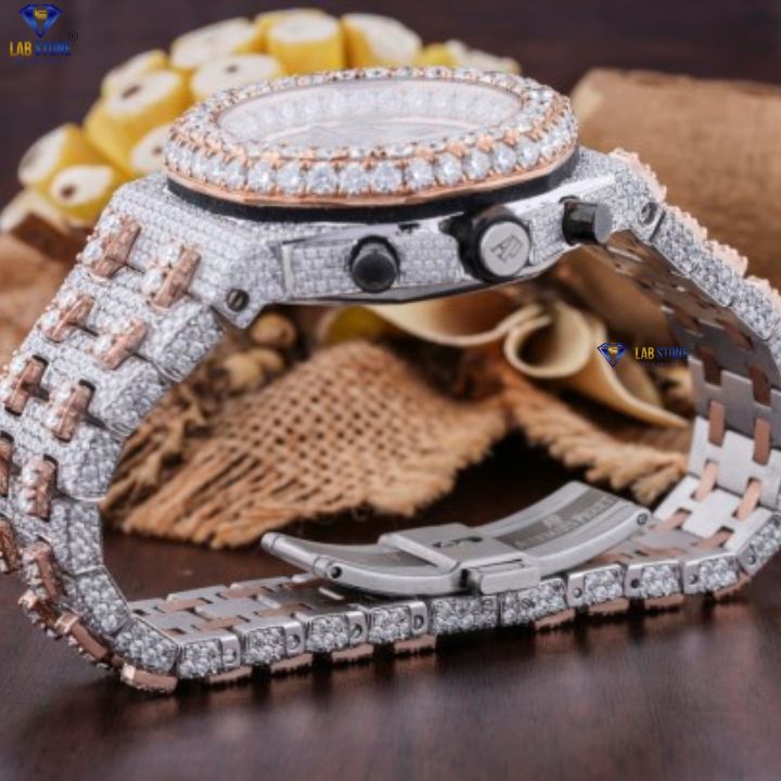 21.82 CT TDW Round Cut Moissanite Diamond men's Watch