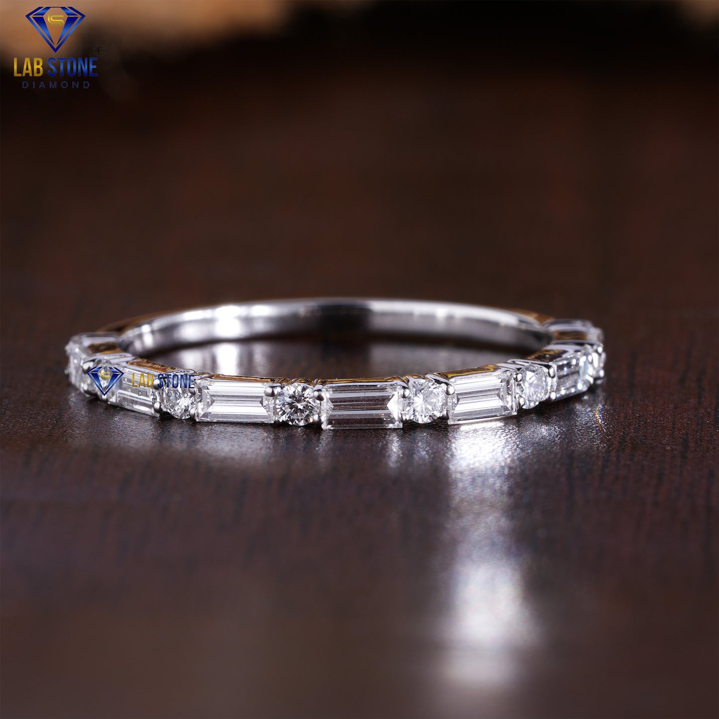 0.44 TDW Round & Baguette Cut Diamond Women’s Band Ring