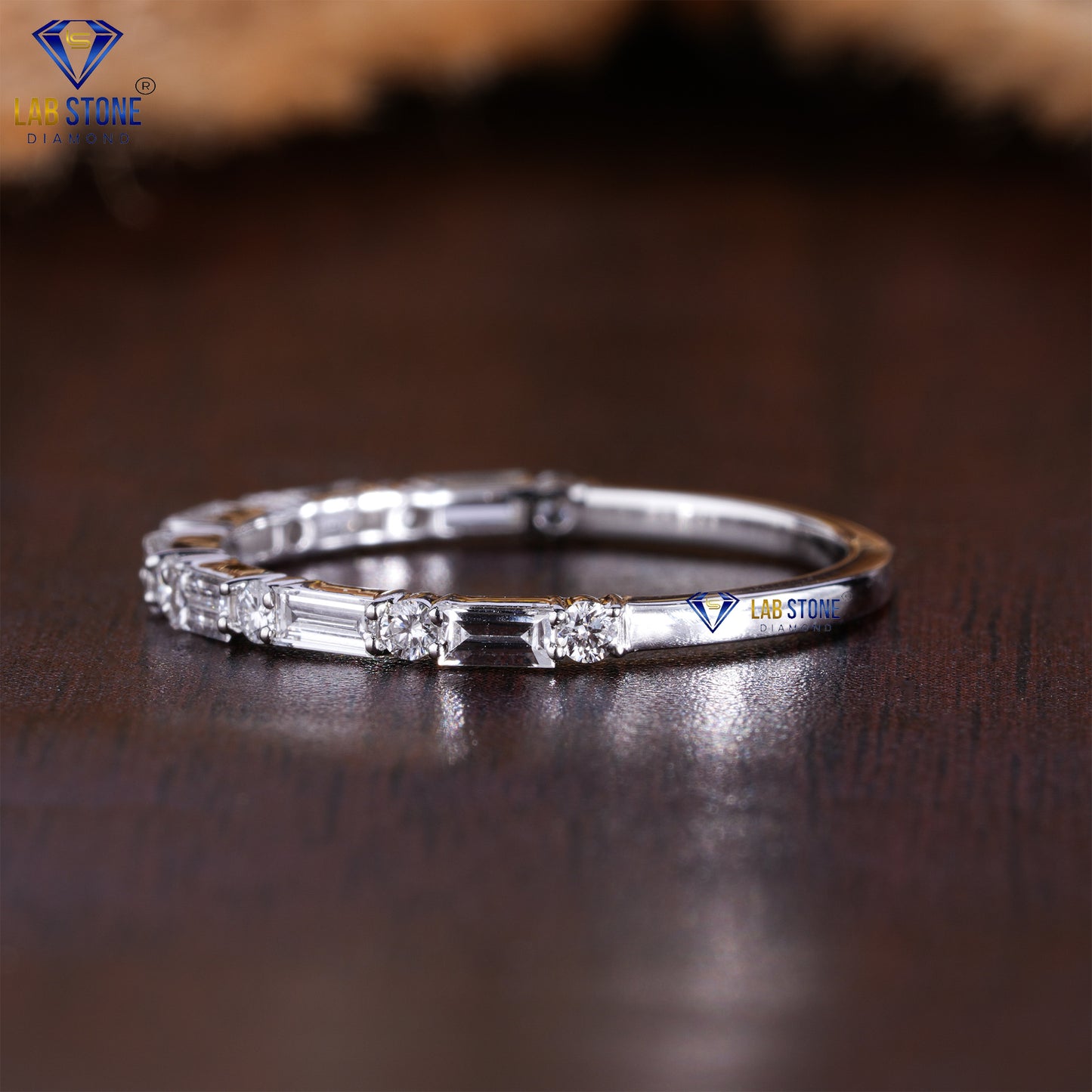 0.44 TDW Round & Baguette Cut Diamond Women’s Band Ring