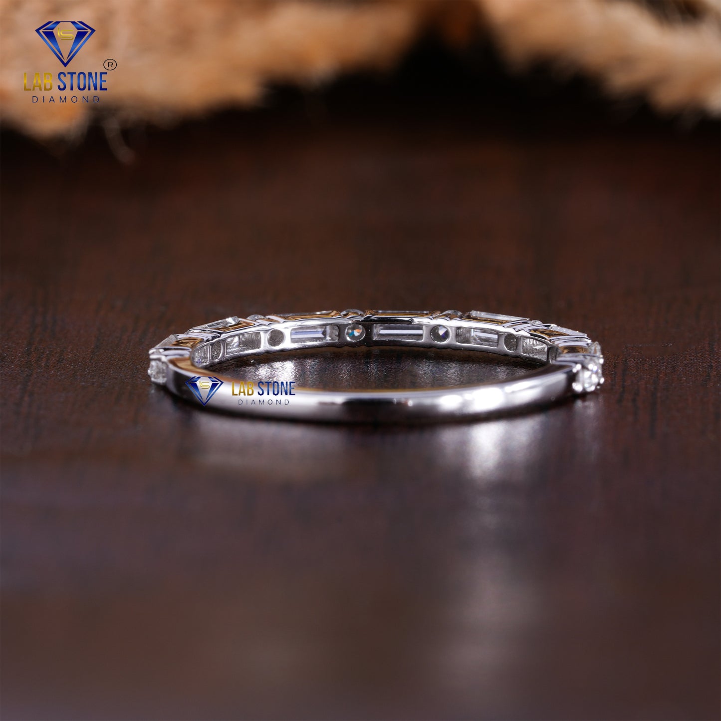 0.44 TDW Round & Baguette Cut Diamond Women’s Band Ring