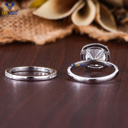 1.84 TDW Cushion & Round Cut Diamond Women’s Ring with Band