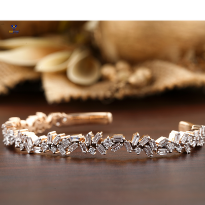 2.58 TDW Round & Baguette Diamond Bangle Bracelet