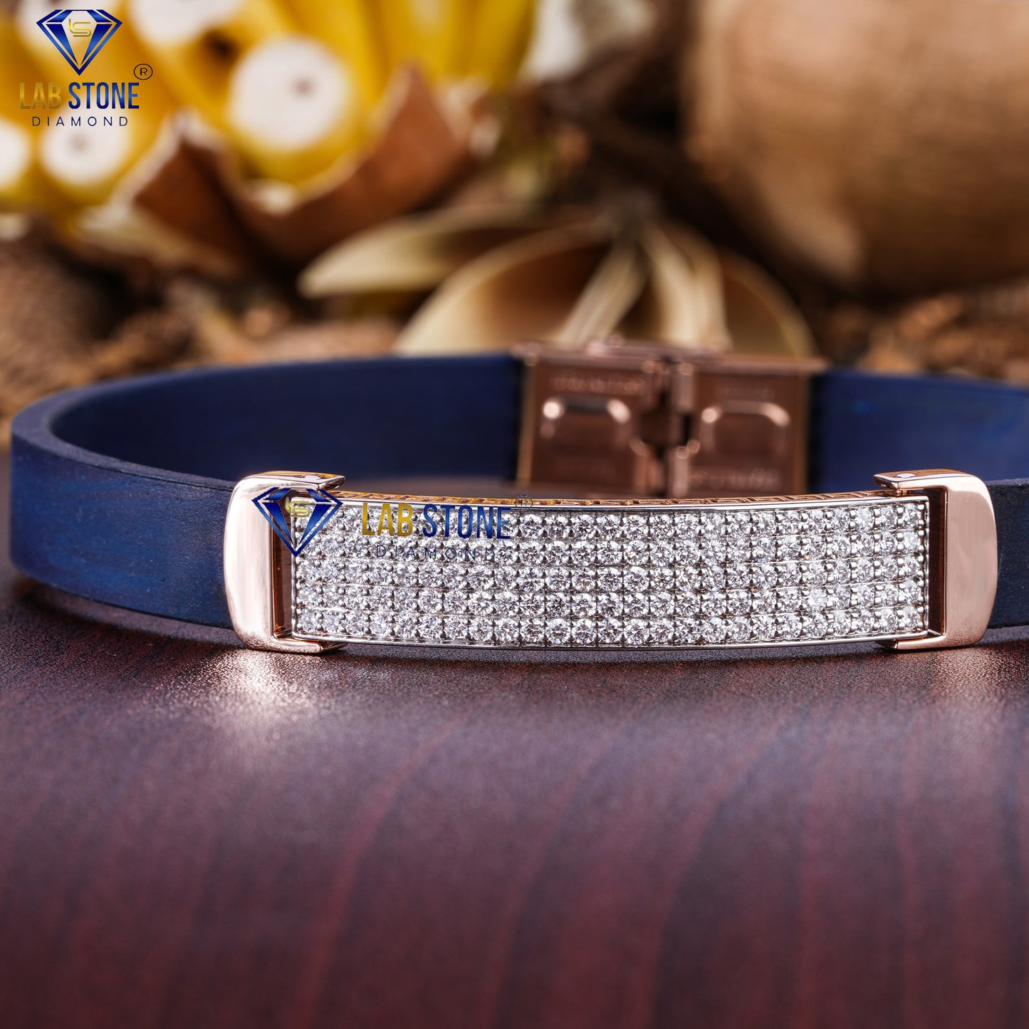 2.25 TDW Round Cut Diamond Men's Slider Bracelet