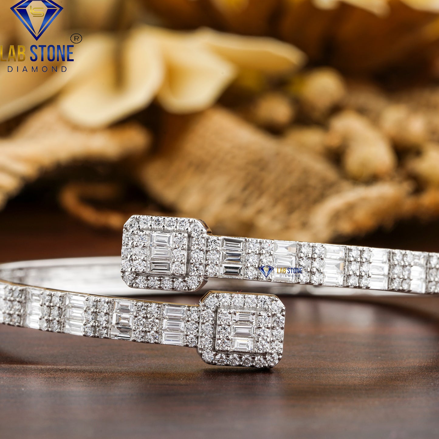 4.75 TDW Baguette & Round Cut Diamond Bangle Bracelet
