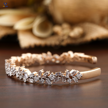 2.58 TDW Round & Baguette Diamond Bangle Bracelet
