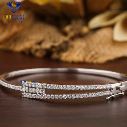 1.13 TDW Round Cut Diamond Bangle Bracelet