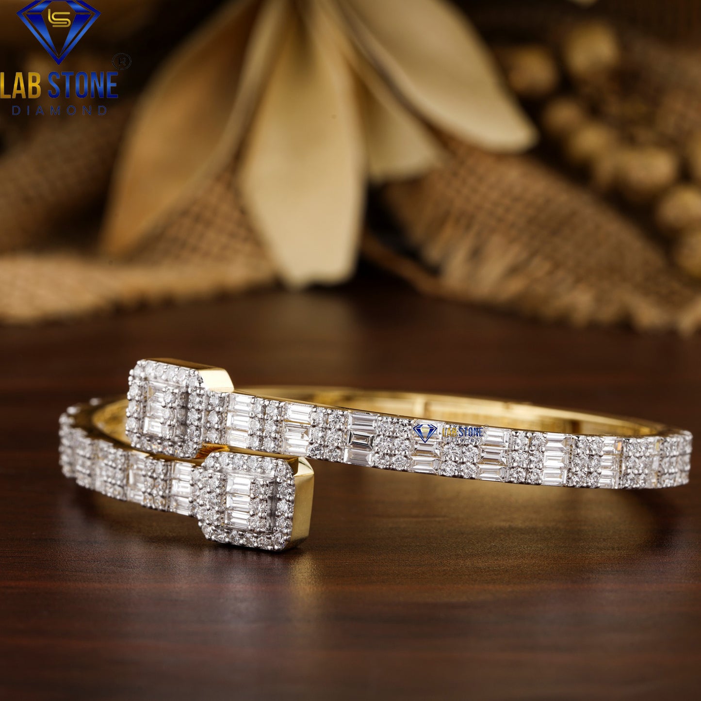 4.75 TDW Baguette & Round Cut Diamond Bangle Bracelet