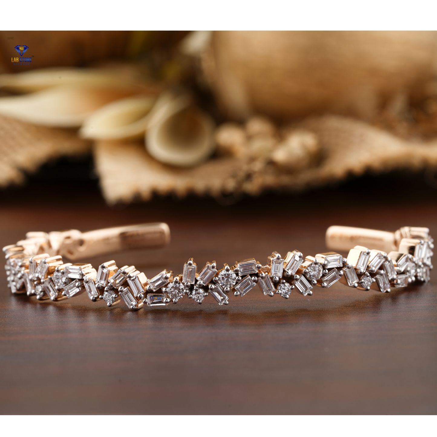 2.58 TDW Round & Baguette Diamond Bangle Bracelet