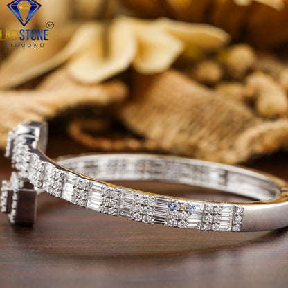 4.75 TDW Baguette & Round Cut Diamond Bangle Bracelet