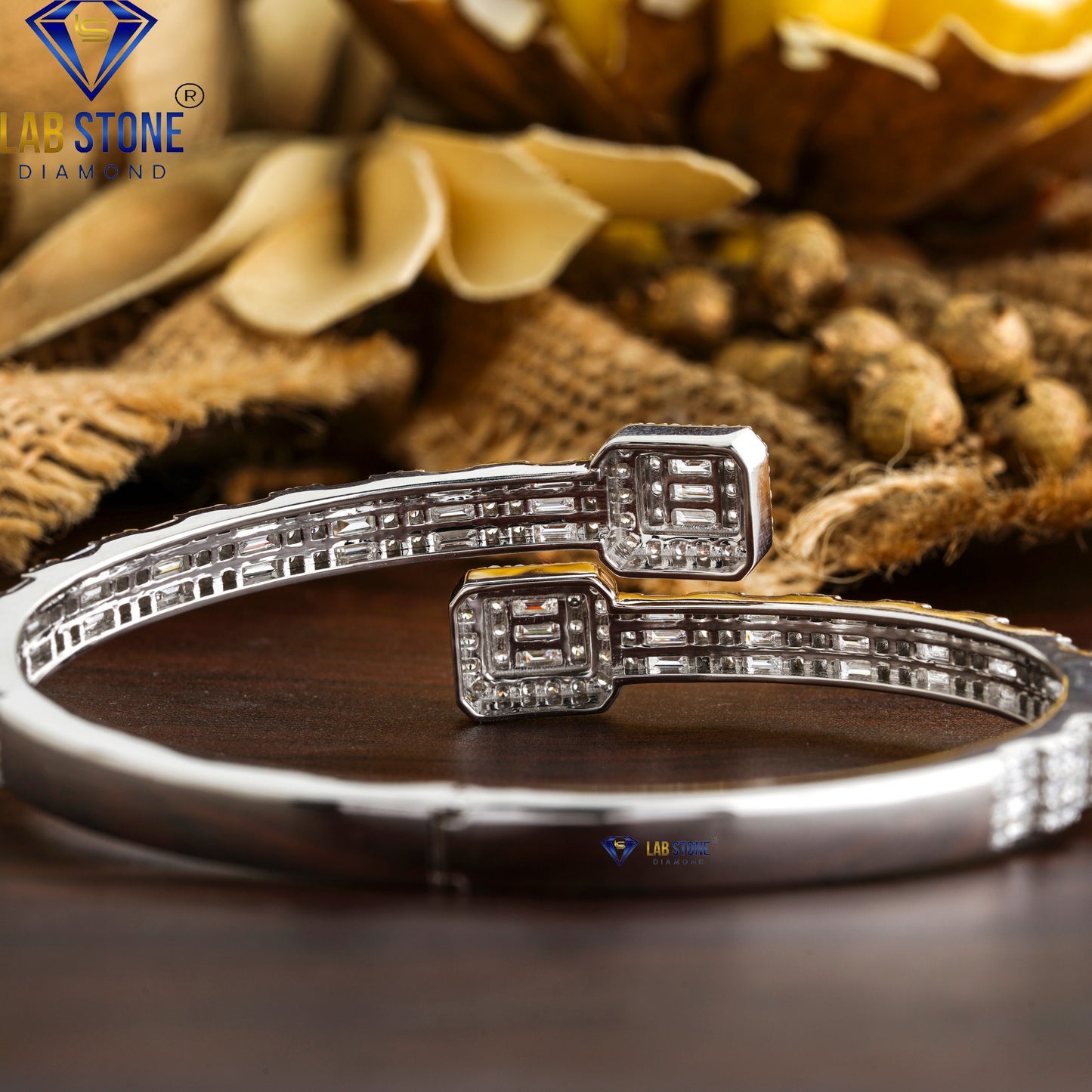 4.75 TDW Baguette & Round Cut Diamond Bangle Bracelet