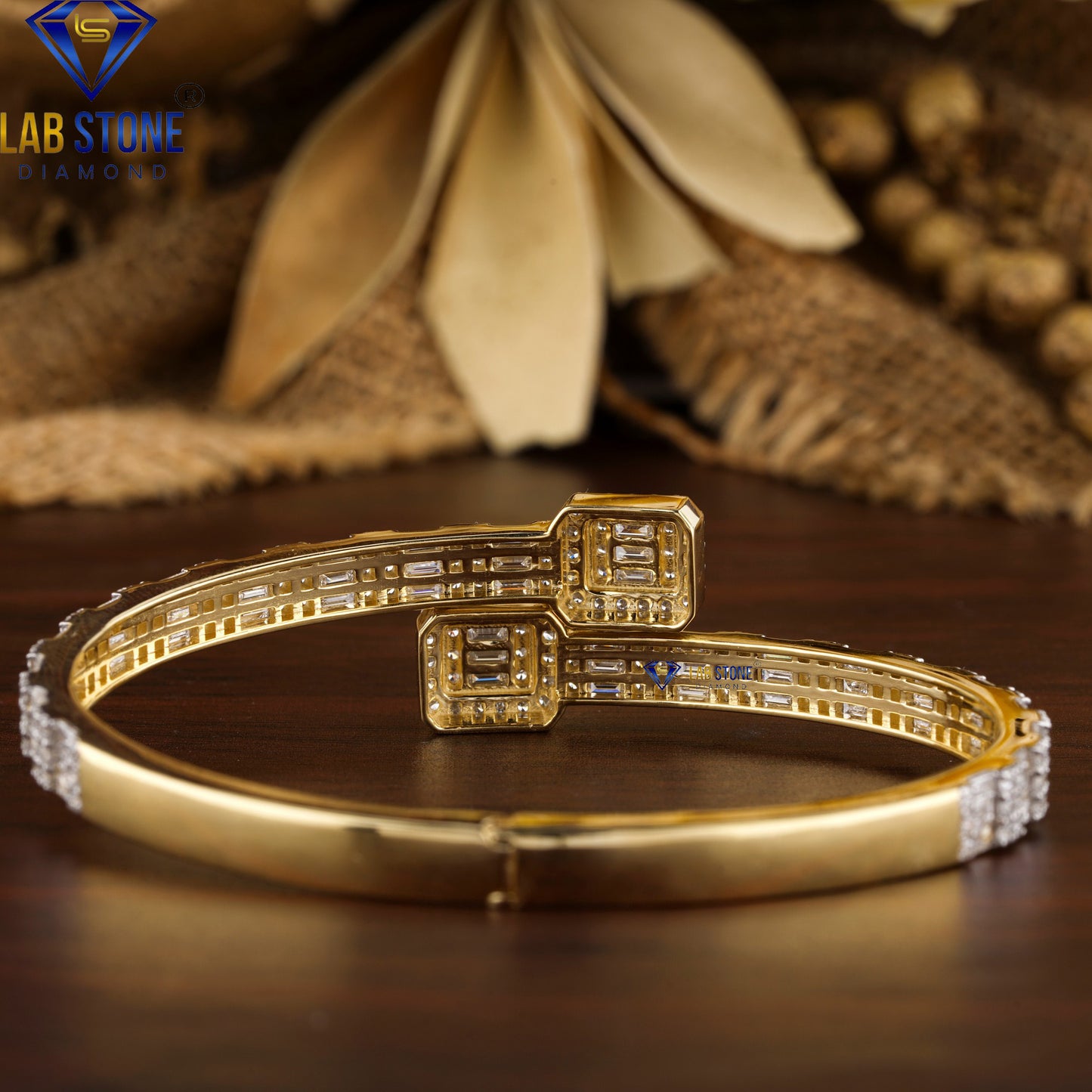 4.75 TDW Baguette & Round Cut Diamond Bangle Bracelet