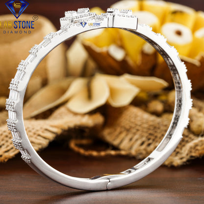 4.75 TDW Baguette & Round Cut Diamond Bangle Bracelet