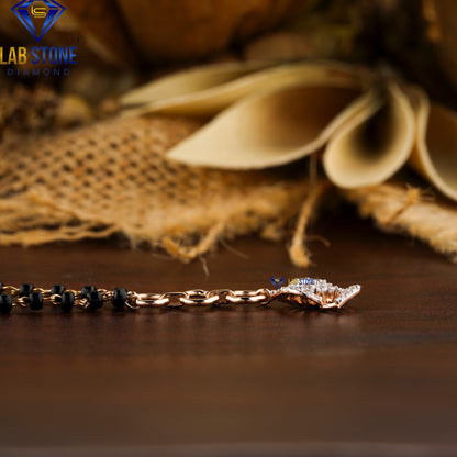 0.166 TDW Round Cut Diamond Charm Mangalsutra Bracelet