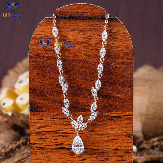 4.87 TDW Pear & Marquise Cut Diamond Charm Necklace