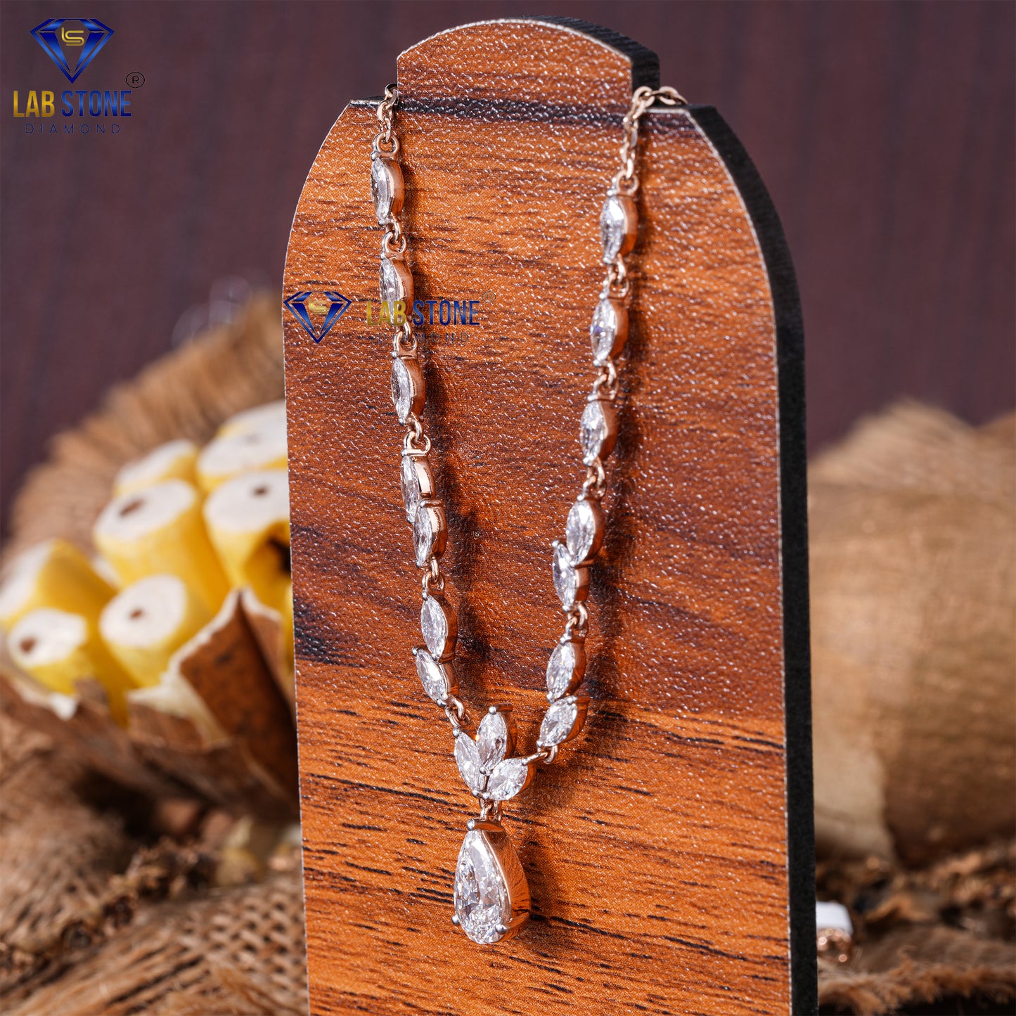 4.87 TDW Pear & Marquise Cut Diamond Charm Necklace