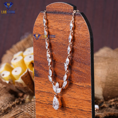 4.87 TDW Pear & Marquise Cut Diamond Charm Necklace