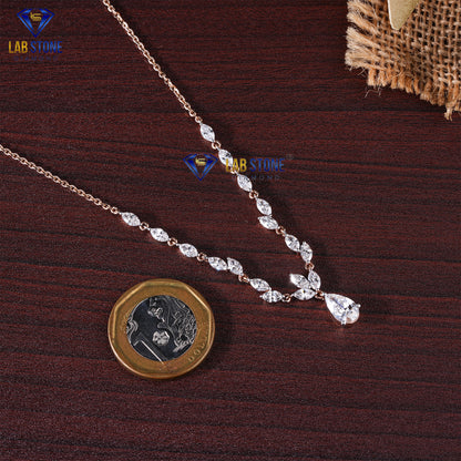 4.87 TDW Pear & Marquise Cut Diamond Charm Necklace