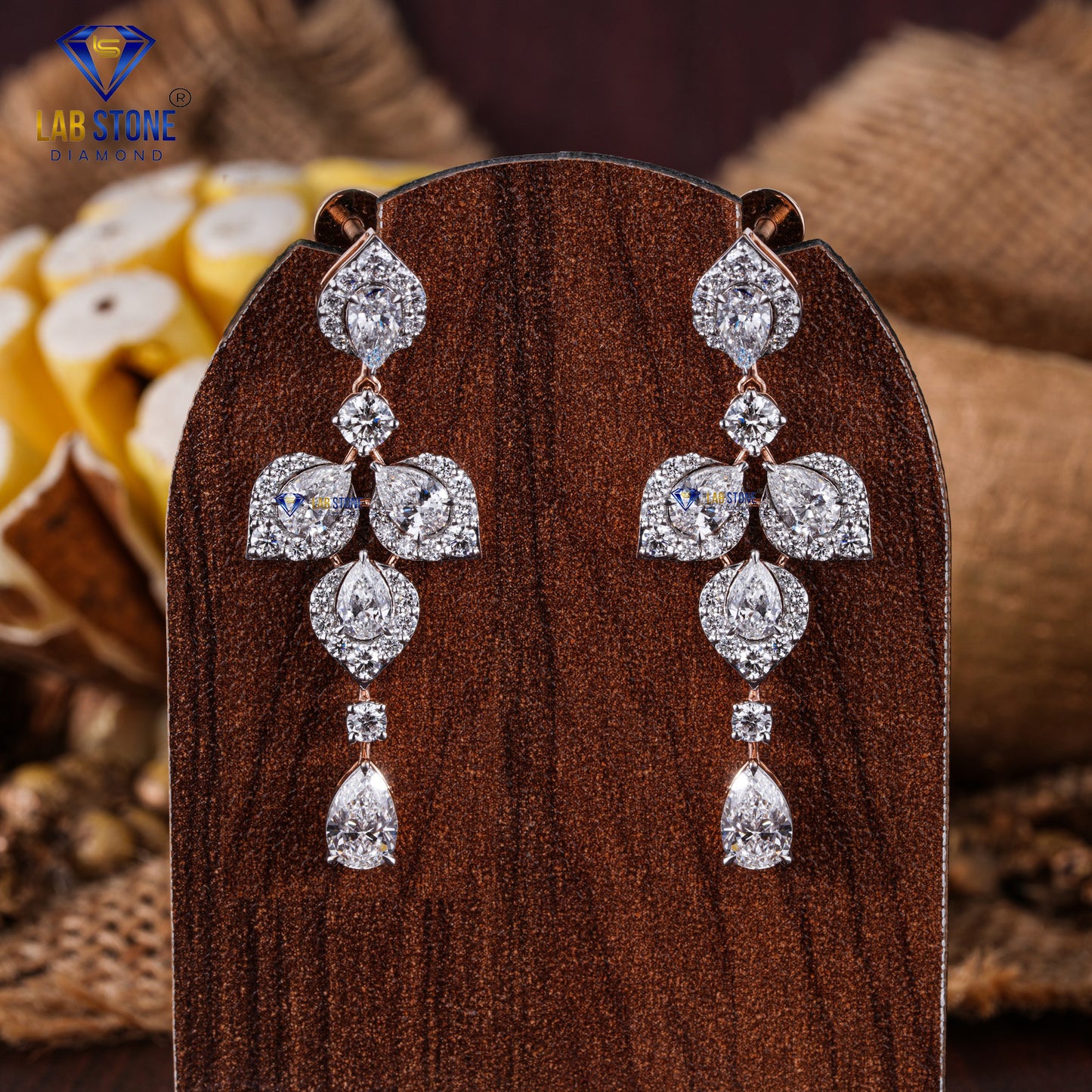 14.03 TDW Round & Pear Cut Diamond Charm Necklace