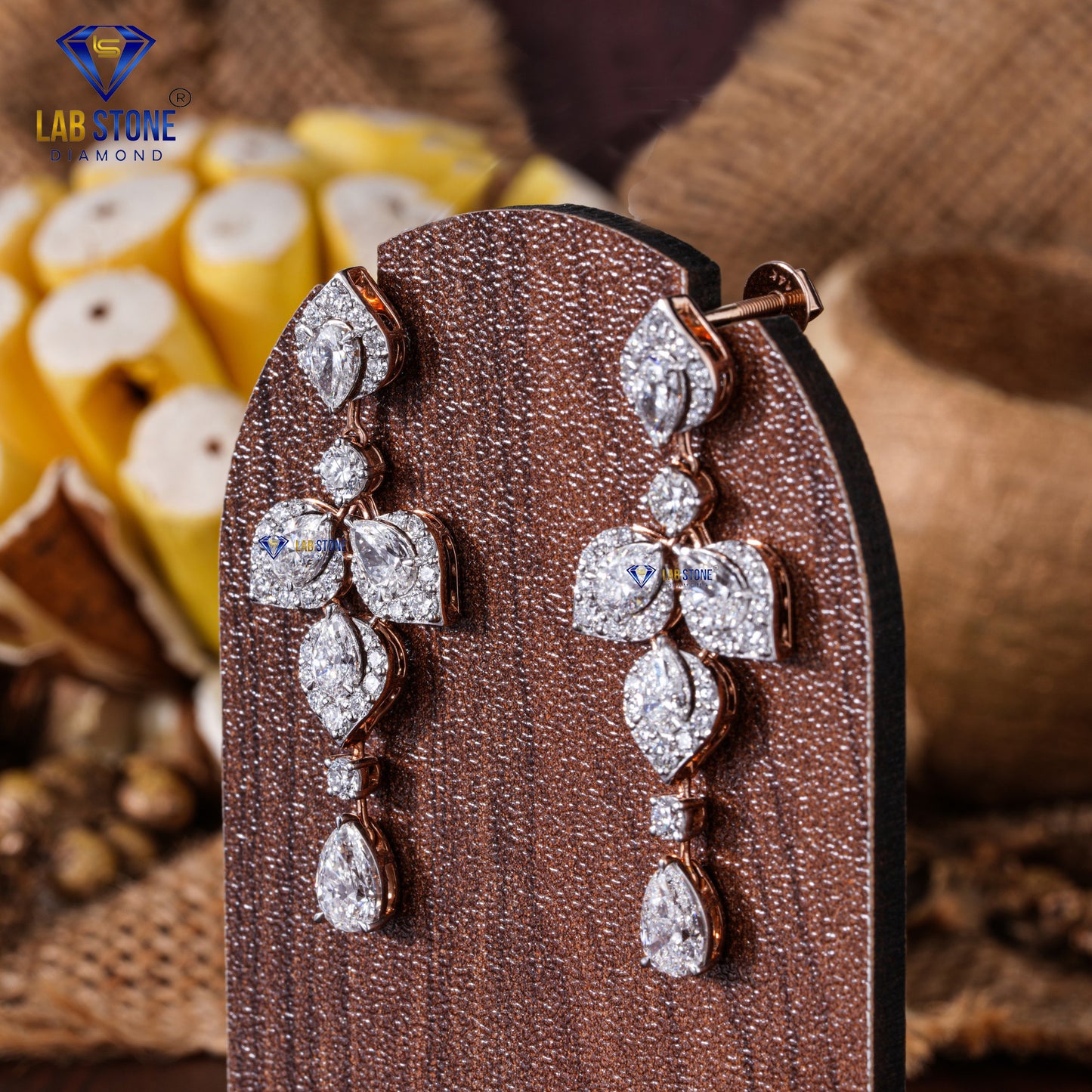 14.03 TDW Round & Pear Cut Diamond Charm Necklace