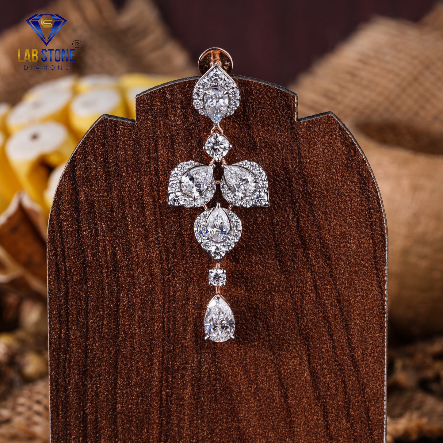 14.03 TDW Round & Pear Cut Diamond Charm Necklace