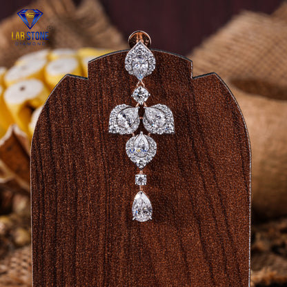 14.03 TDW Round & Pear Cut Diamond Charm Necklace