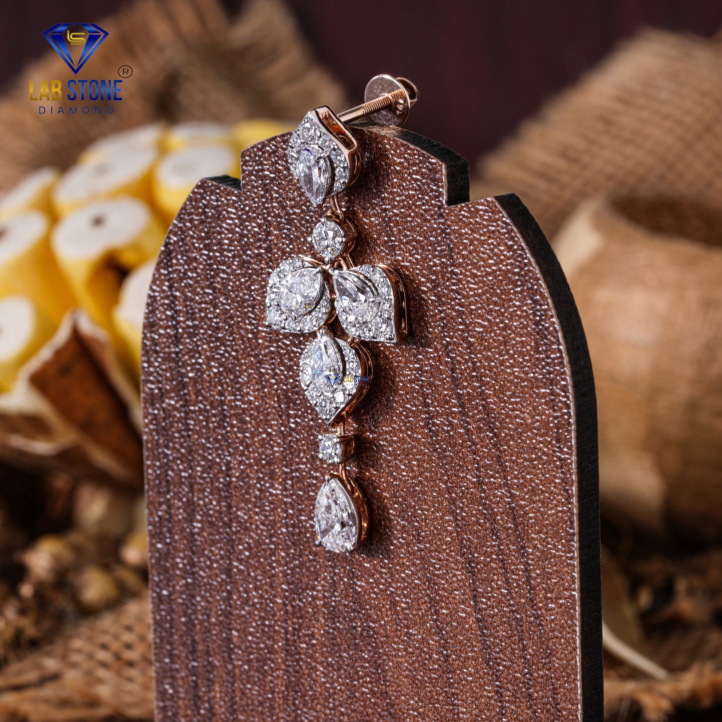 14.03 TDW Round & Pear Cut Diamond Charm Necklace