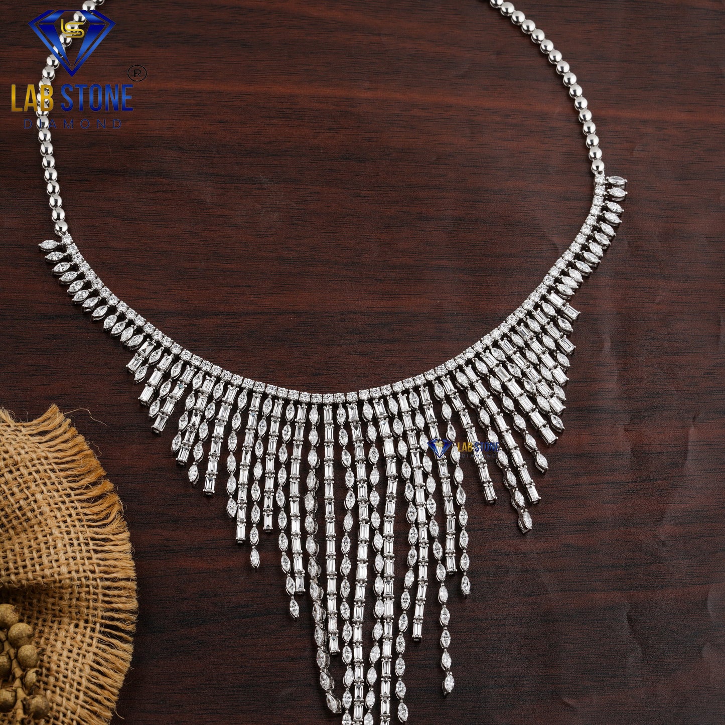 22.57 TDW Marquise, Baguette & Round Cut Diamond Charm Necklace