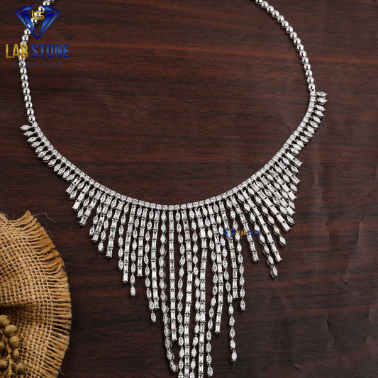 22.57 TDW Marquise, Baguette & Round Cut Diamond Charm Necklace